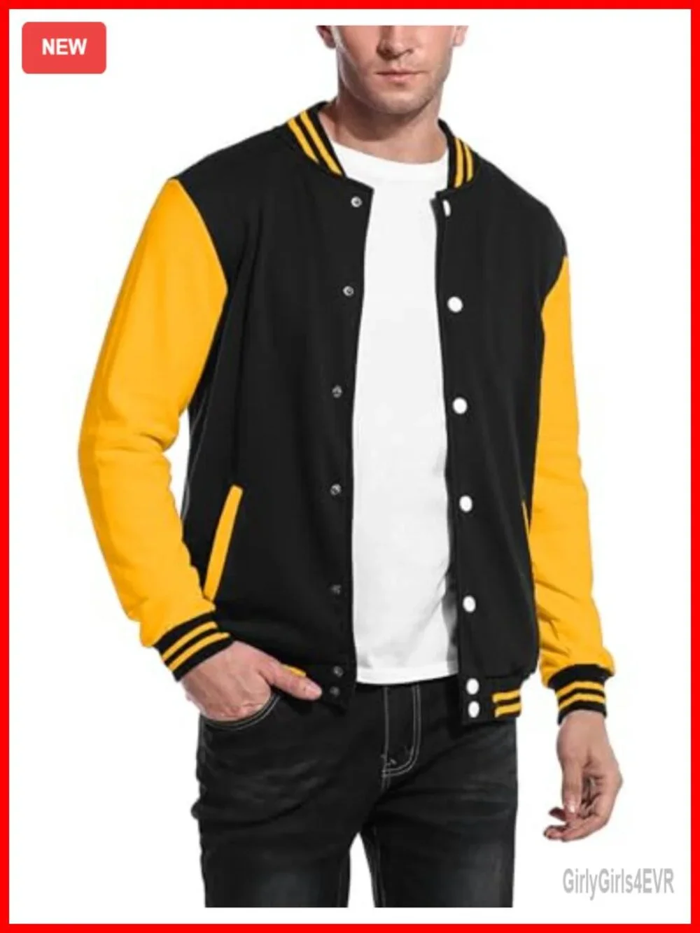 Slim Fit Cotton Letterman Baseball Bomber Jacket Snap Button